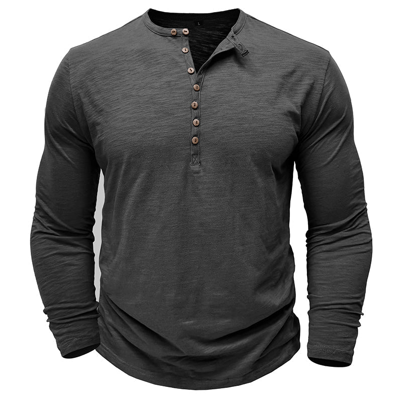 Gerald - Classic Long Sleeve Henley Shirt | By Julian & Claire Toronto