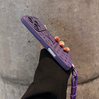 Luxury Embossed Pattern IPhone Case With Detachable Wrist Strap