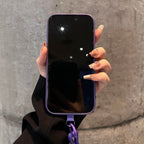 Luxury Embossed Pattern IPhone Case With Detachable Wrist Strap