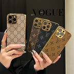 Luxury Classic Monogram iPhone Case With Electroplated Gold Edges