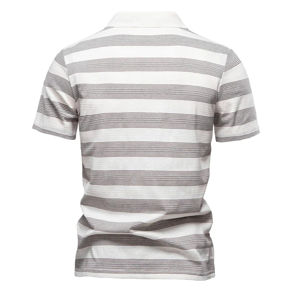 Warner -  Striped Short Sleeve Polo Shirt | By Julian & Claire Toronto