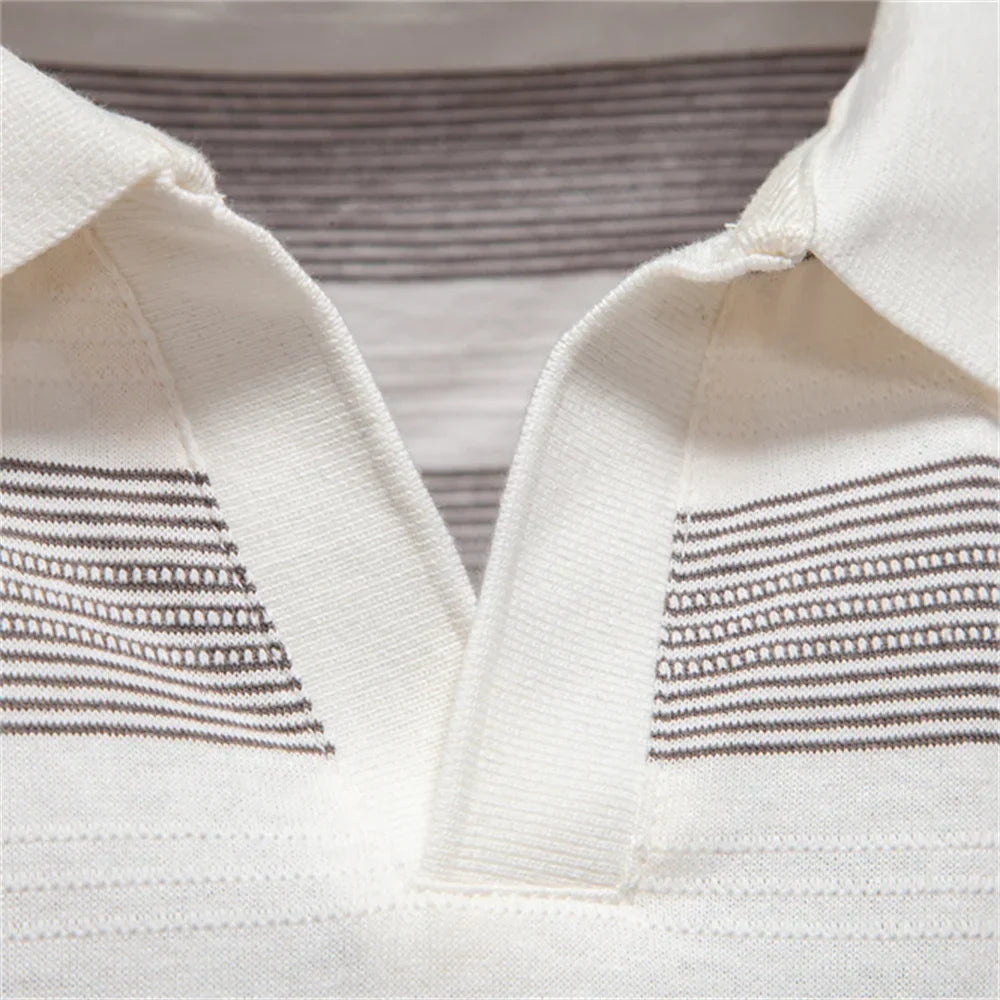 Warner -  Striped Short Sleeve Polo Shirt | By Julian & Claire Toronto