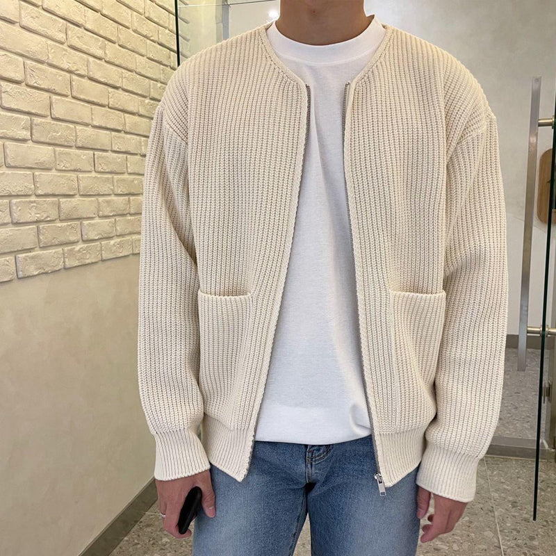 Watson - Classic Ribbed Full-Zip Knit Cardigan | By Julian & Claire Toronto