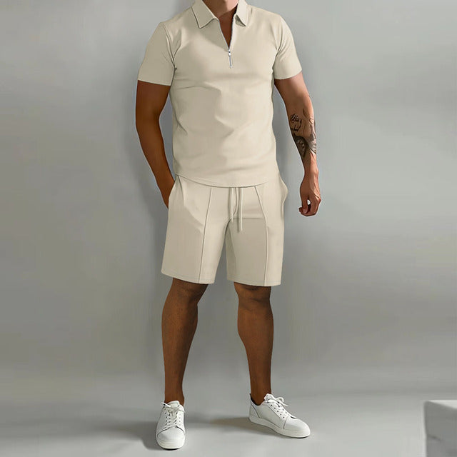 Larry - Casual Zip Polo Shirt & Shorts Matching Set | By Julian & Claire Toronto