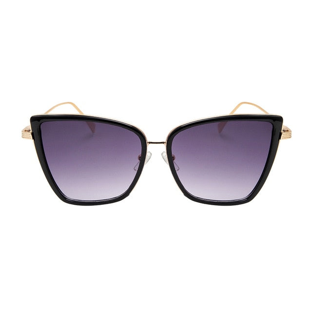 New Brand Designer Cateye Sunglasses Women Vintage Metal Glasses For Women Mirror Retro Lunette De Soleil Femme UV400