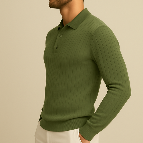 Jacob - Long Sleeve Knit Polo Shirt | By Julian & Claire Toronto